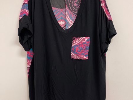 Top Short Sleeve By Clothes Mentor In Black & Pink, Size: Xl Cheap