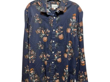 Floral Top Long Sleeve By Frank & Oak In Navy, Size: M on Sale