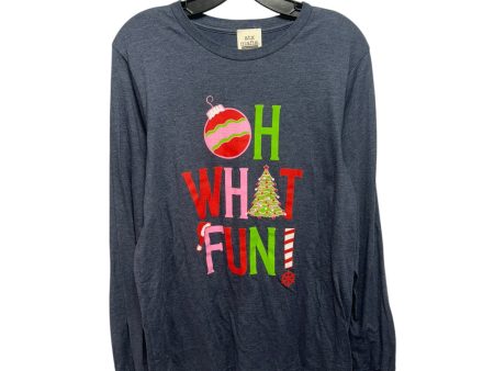 Christmas Top Long Sleeve Basic By Atx Mafia In Blue, Size: M Online Hot Sale